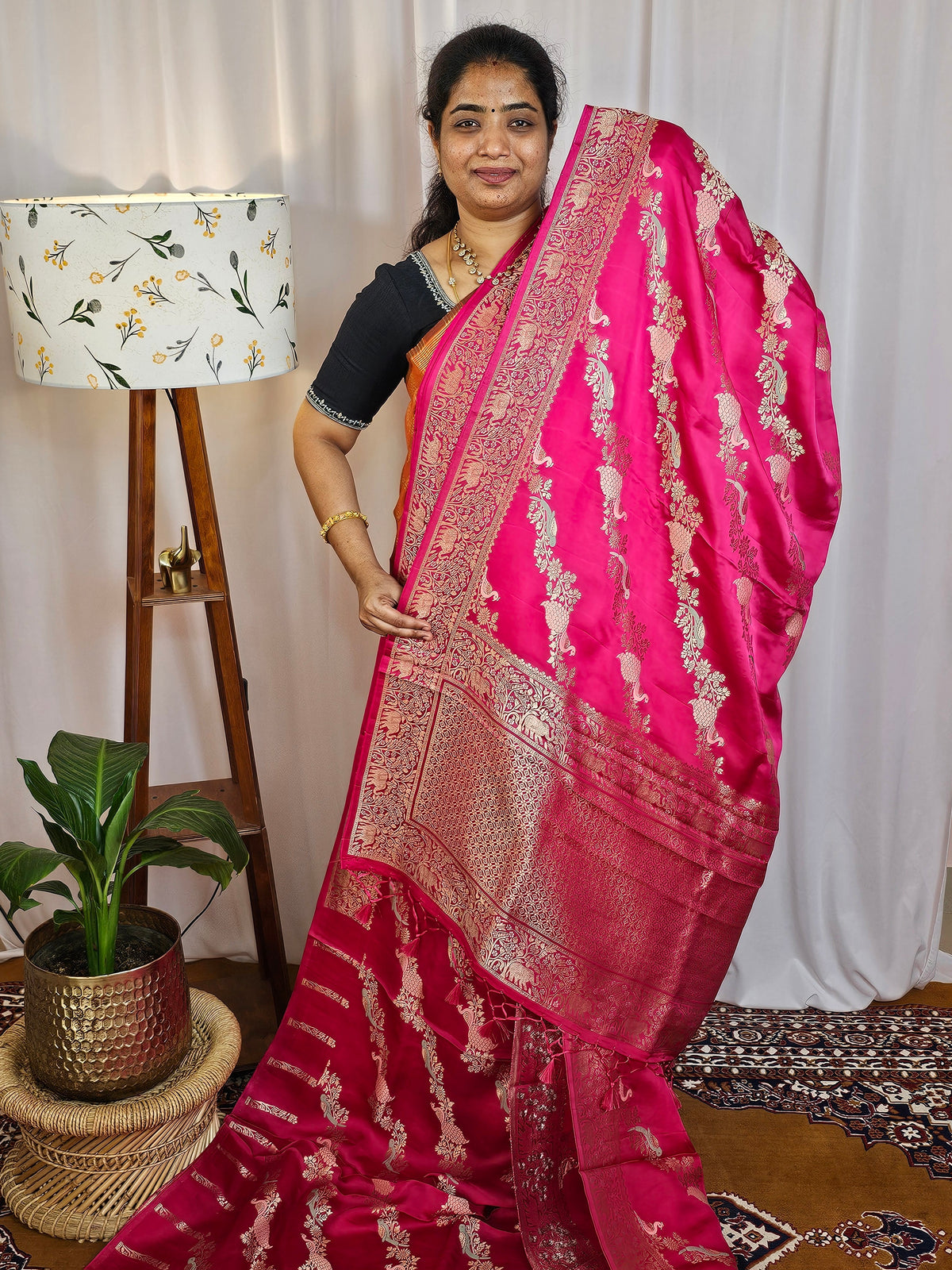 Semi Soft Silk with Rich Zari Weaving - Pink