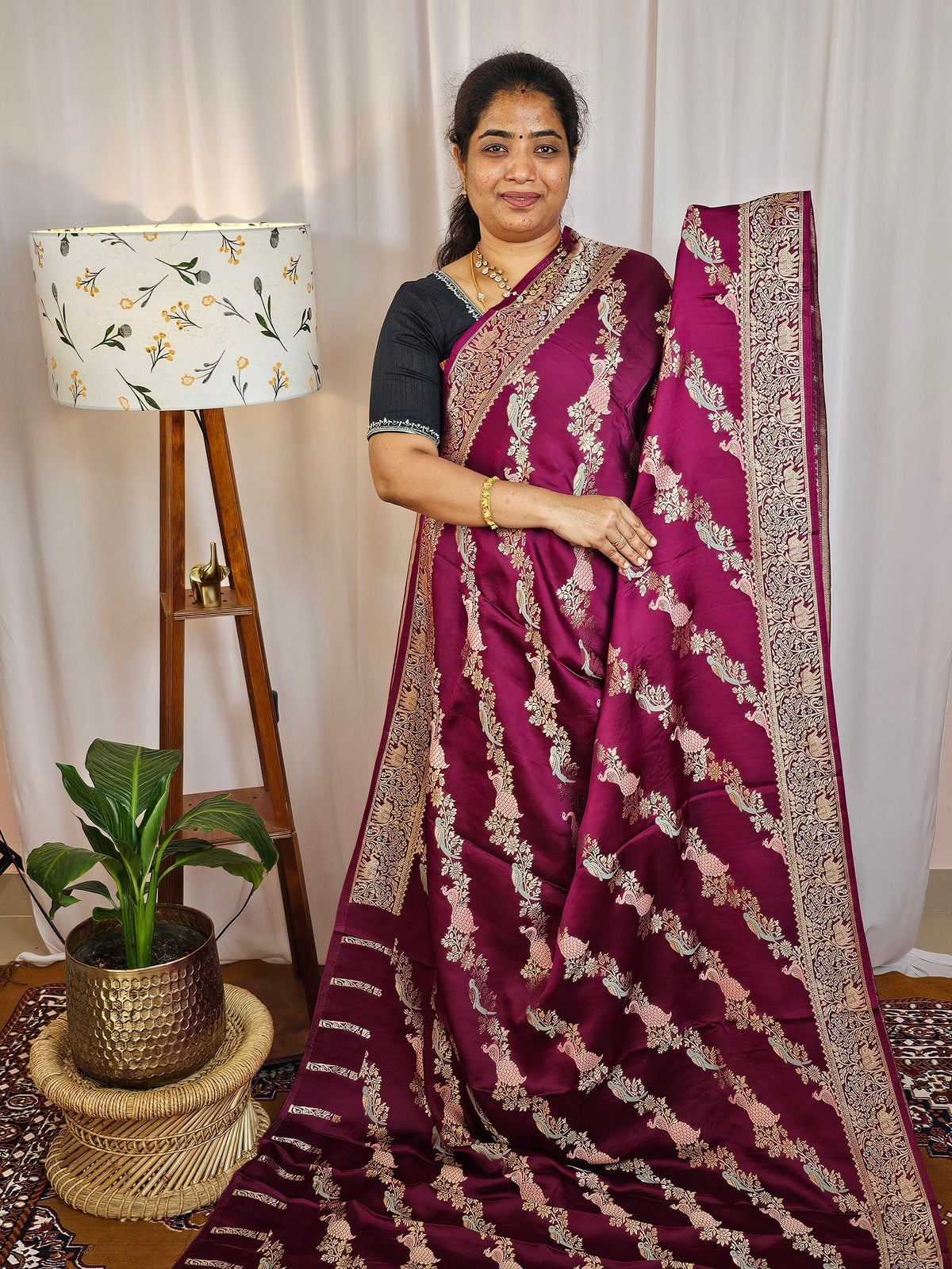 Semi Soft Silk with Rich Zari Weaving - Burgundy