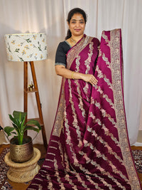 Semi Soft Silk with Rich Zari Weaving - Burgundy