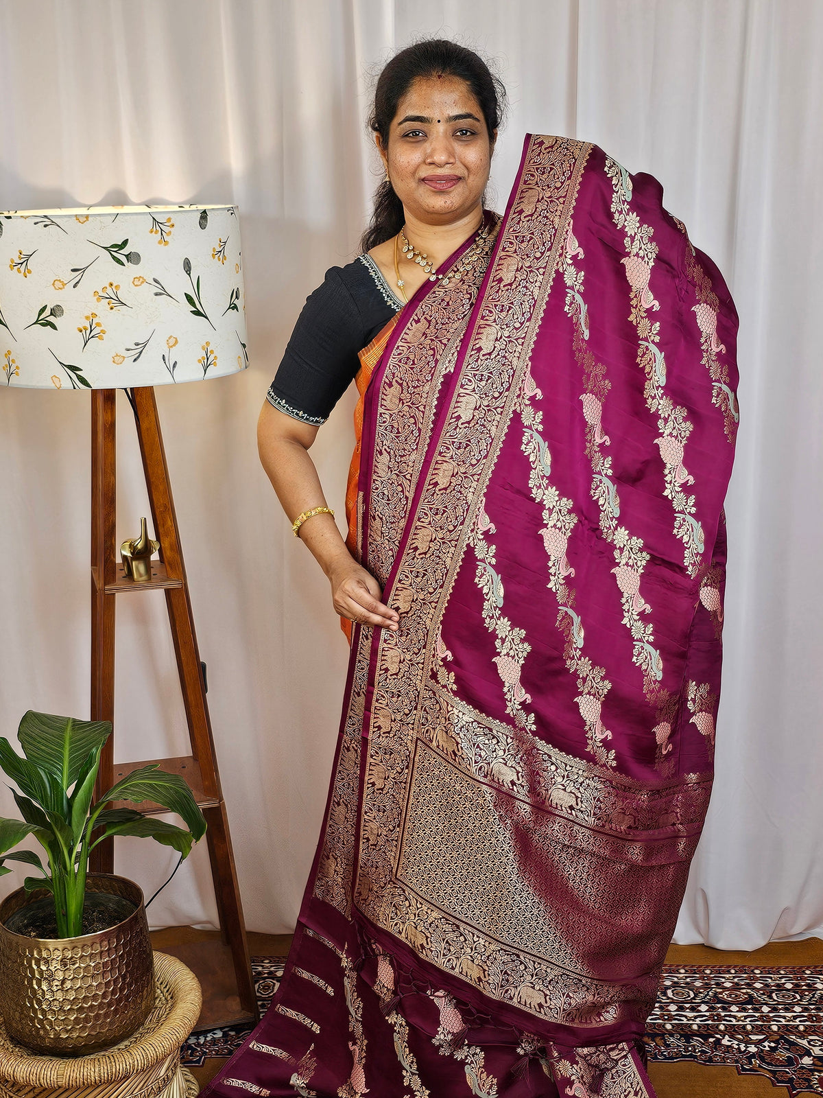 Semi Soft Silk with Rich Zari Weaving - Burgundy