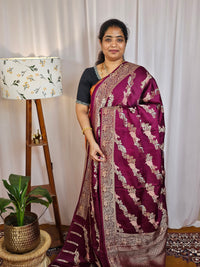 Semi Soft Silk with Rich Zari Weaving - Burgundy