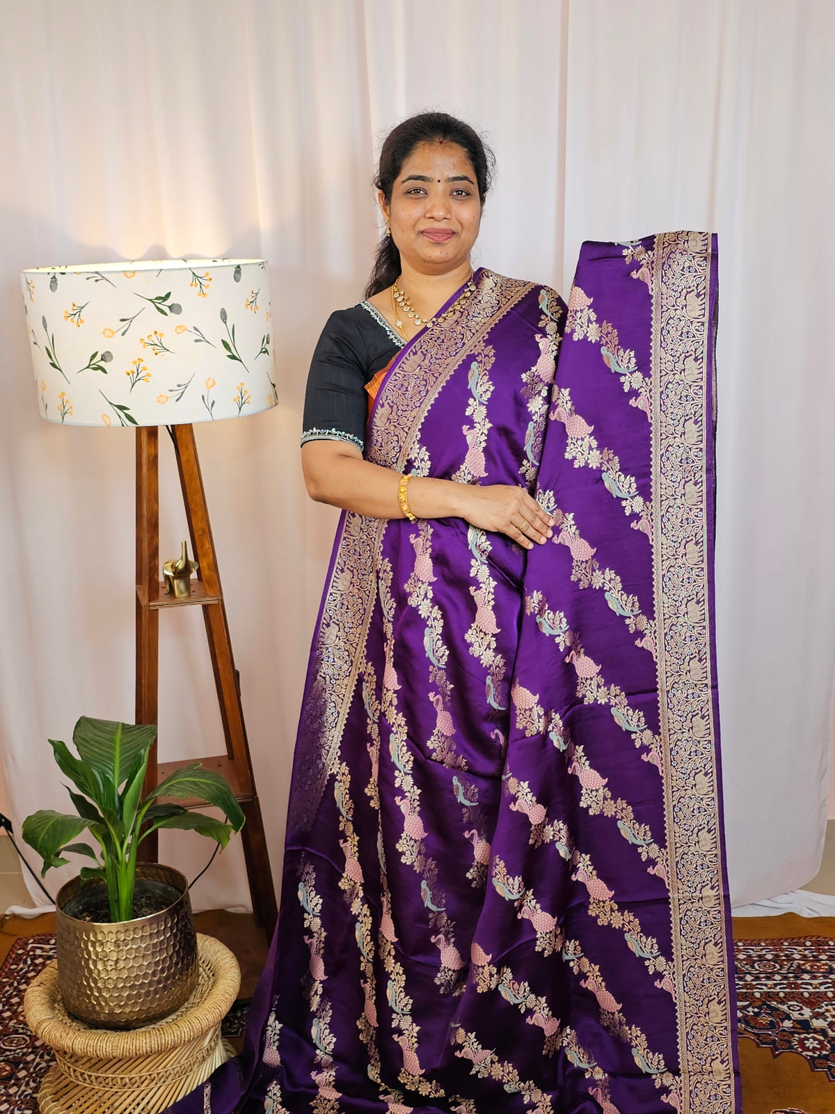 Semi Soft Silk with Rich Zari Weaving - Purple