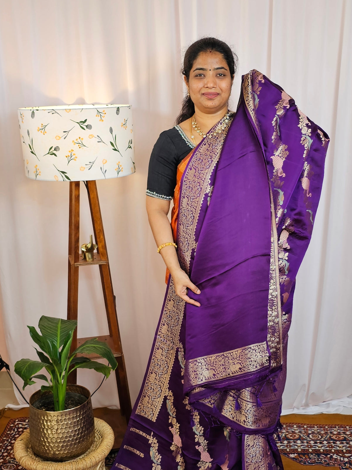 Semi Soft Silk with Rich Zari Weaving - Purple