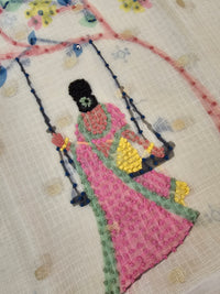 Semi Tussar Tissue Unstitched Salwar - Cream