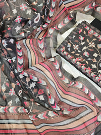 Linen Tissue Unstitched Salwar - Black