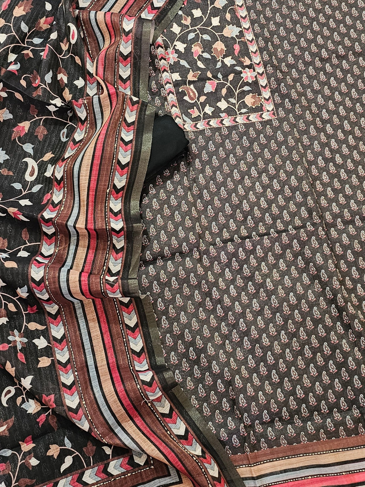 Linen Tissue Unstitched Salwar - Black