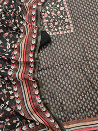 Linen Tissue Unstitched Salwar - Black