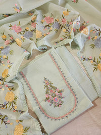 Semi Tussar Kota Unstitched Salwar - Pastel Green