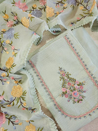 Semi Tussar Kota Unstitched Salwar - Pastel Green
