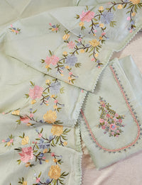 Semi Tussar Kota Unstitched Salwar - Pastel Green