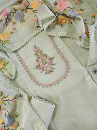 Semi Tussar Kota Unstitched Salwar - Pastel Green