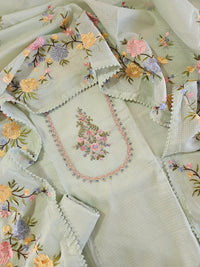Semi Tussar Kota Unstitched Salwar - Pastel Green