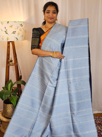 Semi Raw Silk - Blue with Dark Blue