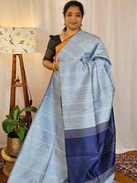 Semi Raw Silk - Blue with Dark Blue
