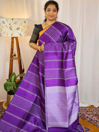 Semi Raw Silk - Dark Purple with Lavender