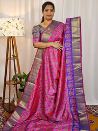 Soft Semi Patola Sarees - Pink with Purple