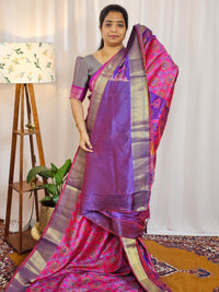 Soft Semi Patola Sarees - Pink with Purple