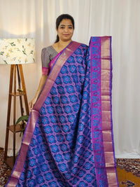 Soft Semi Patola Sarees - Blue with Purple
