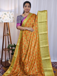Soft Semi Patola Sarees - Mustard Yellow