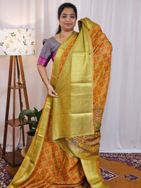 Soft Semi Patola Sarees - Mustard Yellow
