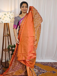 Soft Semi Patola Sarees - Dual Shade of Rust Orange