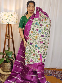 Pure Desi Tussar Silk  - Dark Magenta Pink