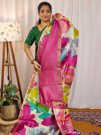 Pure Desi Tussar Silk  - Multi Shade Floral Prints
