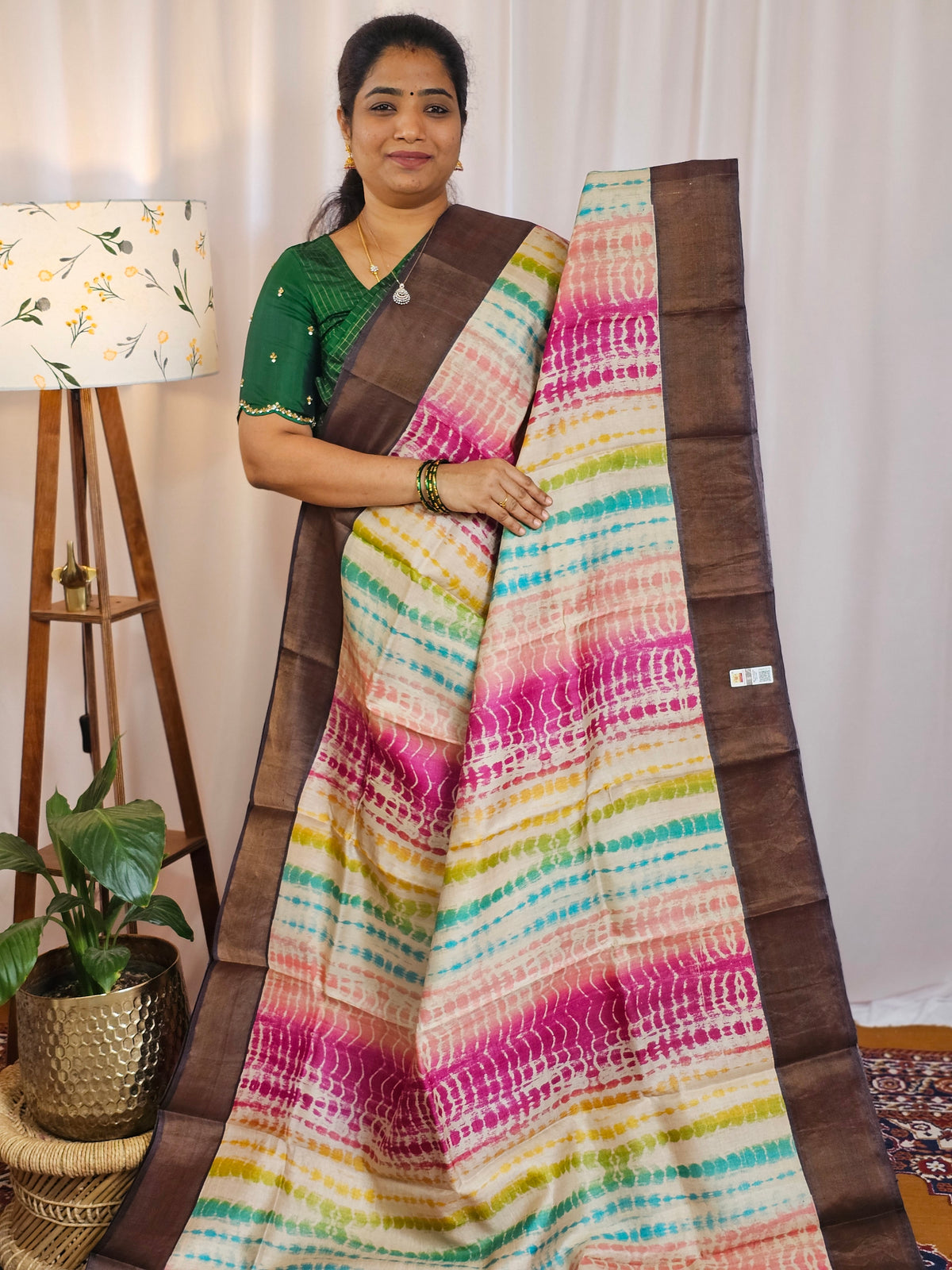 Pure Desi Tussar Silk  - Multi Shade Shibori