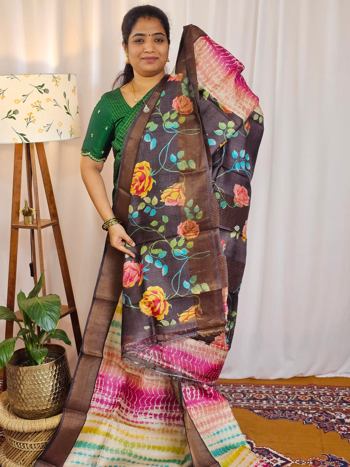 Pure Desi Tussar Silk  - Multi Shade Shibori