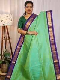 Sea Geeen with Violet Handloom Kanchi Silk Cotton