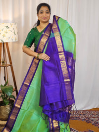 Sea Geeen with Violet Handloom Kanchi Silk Cotton