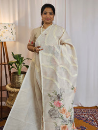Soft Super Net Kota Sarees - Cream with Grey