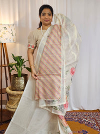 Soft Super Net Kota Sarees - Cream with Grey