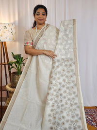 Soft Super Net Kota Sarees - Cream with Grey