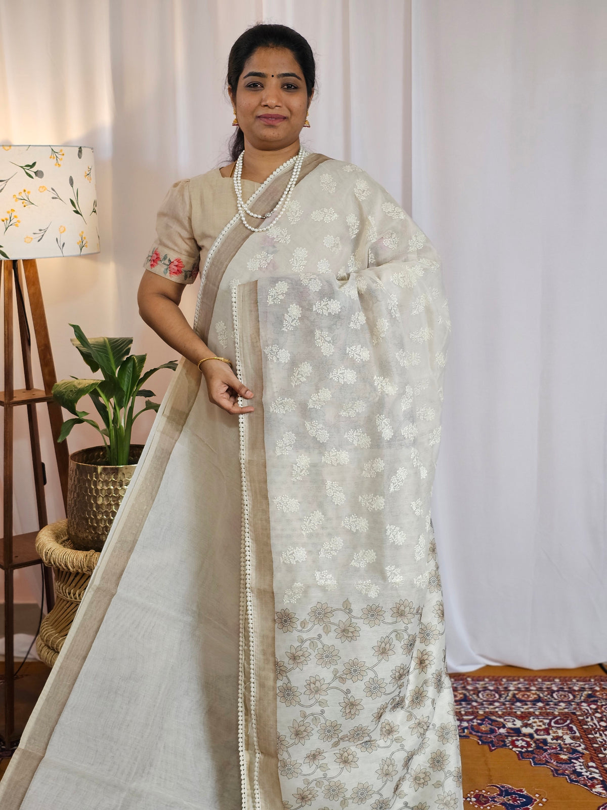 Soft Super Net Kota Sarees - Cream with Grey