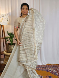 Soft Super Net Kota Sarees - Cream with Grey