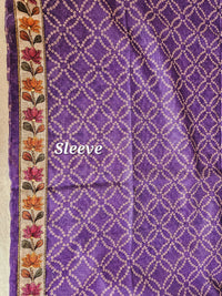 Chanderi with Kantha Unstitched Salwar Suit - Purple