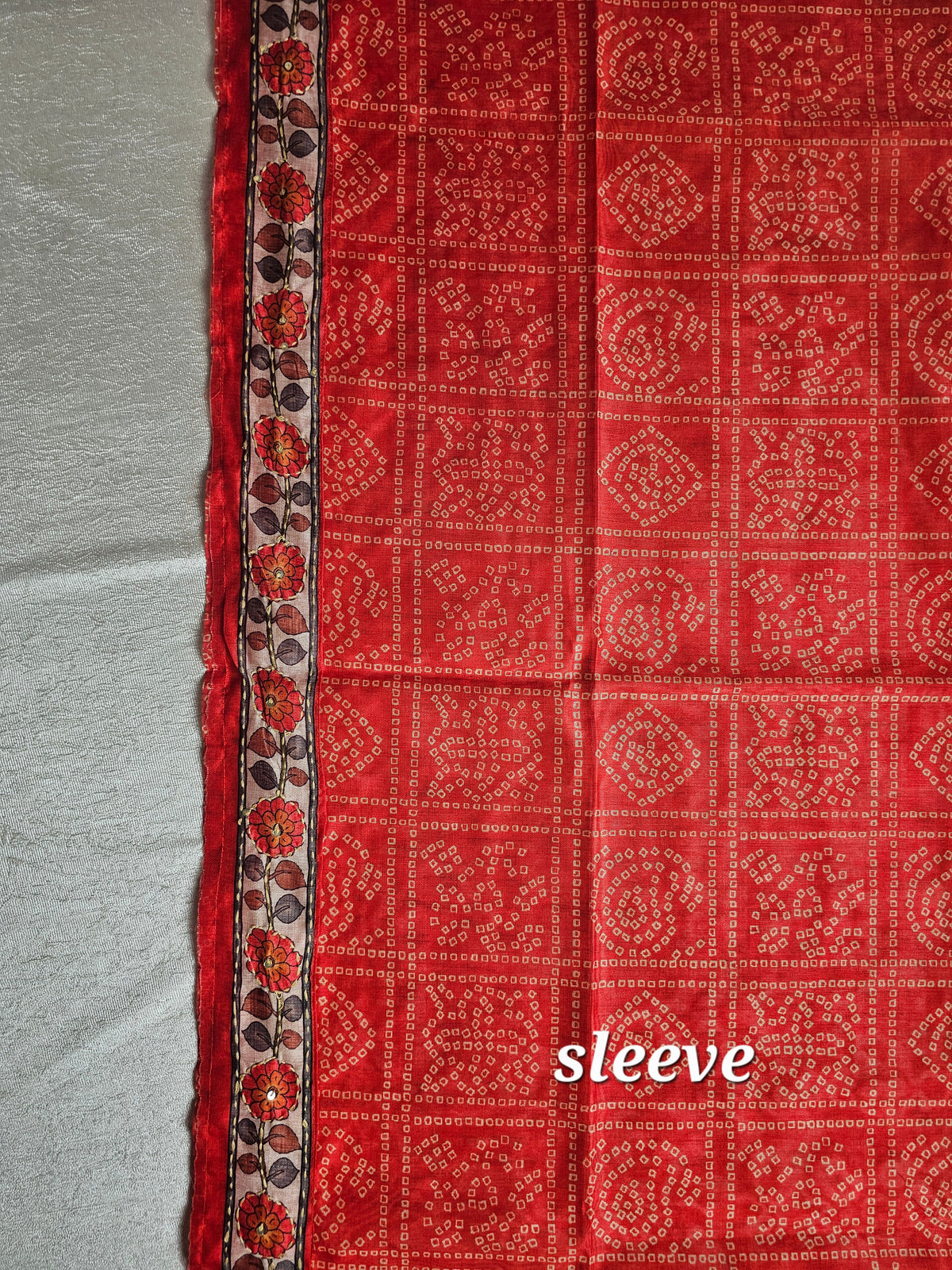 Chanderi with Kantha Unstitched Salwar Suit - Orange