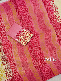 Pure Cotton with Hand Block Prints - Yellow with Red