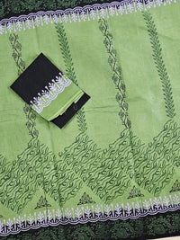 Pure Cotton with Hand Block Prints - Green with Black