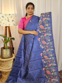 Premium Soft Semi Tussar with Digital Prints - Violet