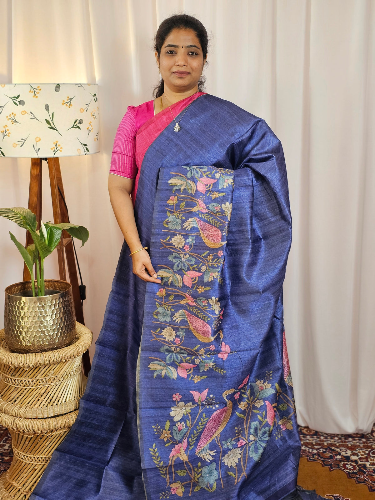 Premium Soft Semi Tussar with Digital Prints - Violet
