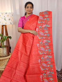 𝐏𝐫𝐞𝐛𝐨𝐨𝐤𝐢𝐧𝐠 𝐀𝐯𝐚𝐢𝐥𝐚𝐛𝐥𝐞 - 𝟐5 𝐝𝐚𝐲 𝐃𝐢𝐬𝐩𝐚𝐭𝐜𝐡 𝐓𝐢𝐦𝐞 Premium Soft Semi Tussar with Digital Prints - Red