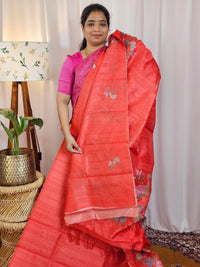 𝐏𝐫𝐞𝐛𝐨𝐨𝐤𝐢𝐧𝐠 𝐀𝐯𝐚𝐢𝐥𝐚𝐛𝐥𝐞 - 𝟐5 𝐝𝐚𝐲 𝐃𝐢𝐬𝐩𝐚𝐭𝐜𝐡 𝐓𝐢𝐦𝐞 Premium Soft Semi Tussar with Digital Prints - Red