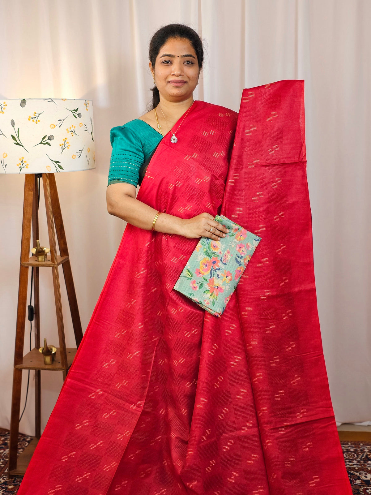 Bhagalpuri Fancy Sarees with Extra Matching Blouse - Red