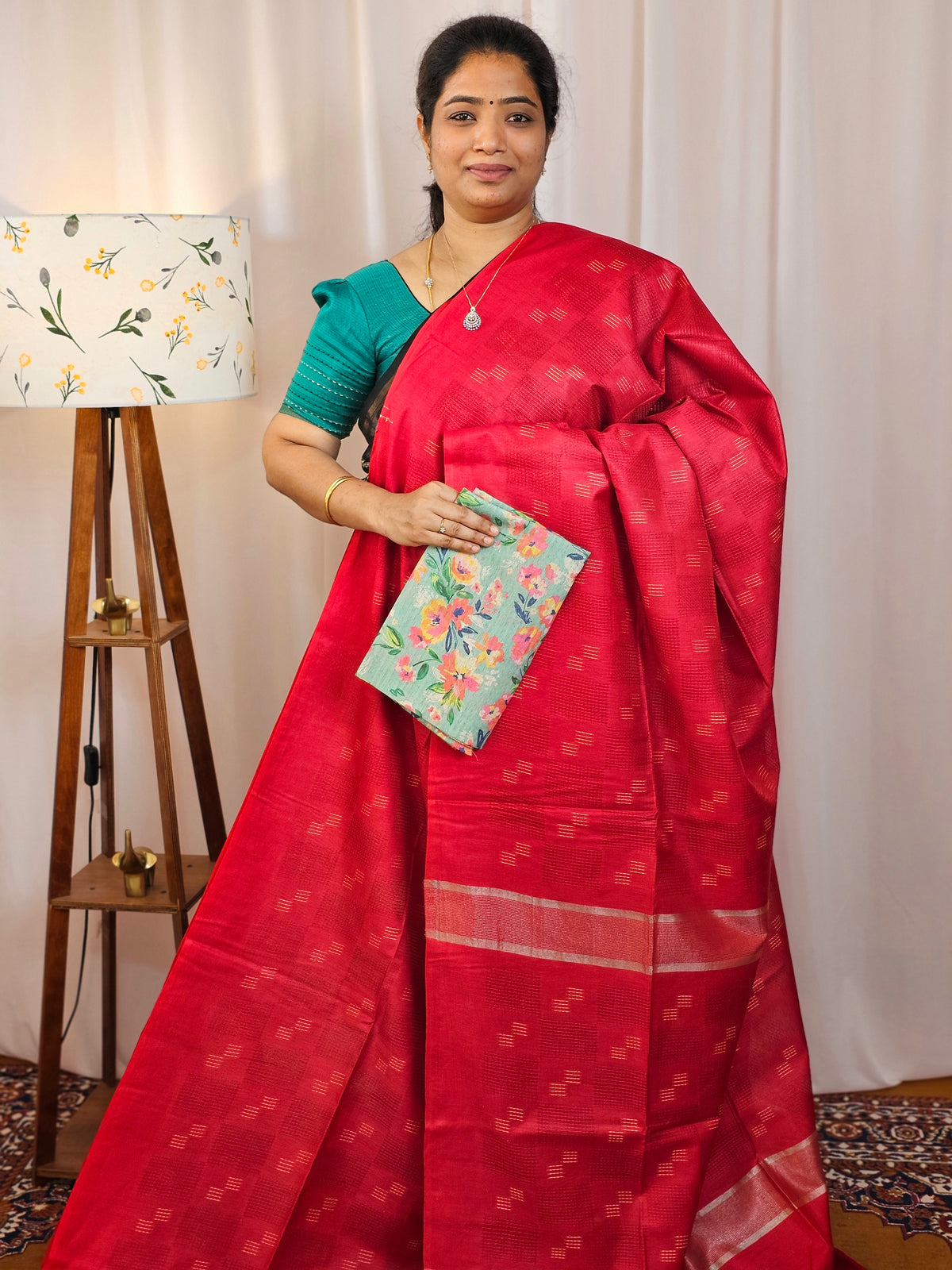 Bhagalpuri Fancy Sarees with Extra Matching Blouse - Red