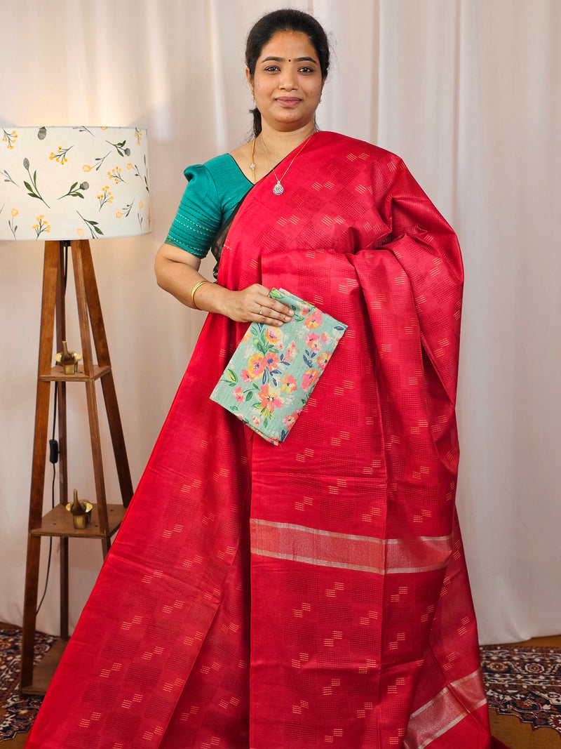 Bhagalpuri Fancy Sarees with Extra Matching Blouse - Red