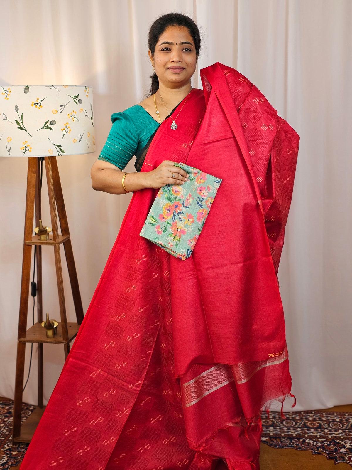 Bhagalpuri Fancy Sarees with Extra Matching Blouse - Red