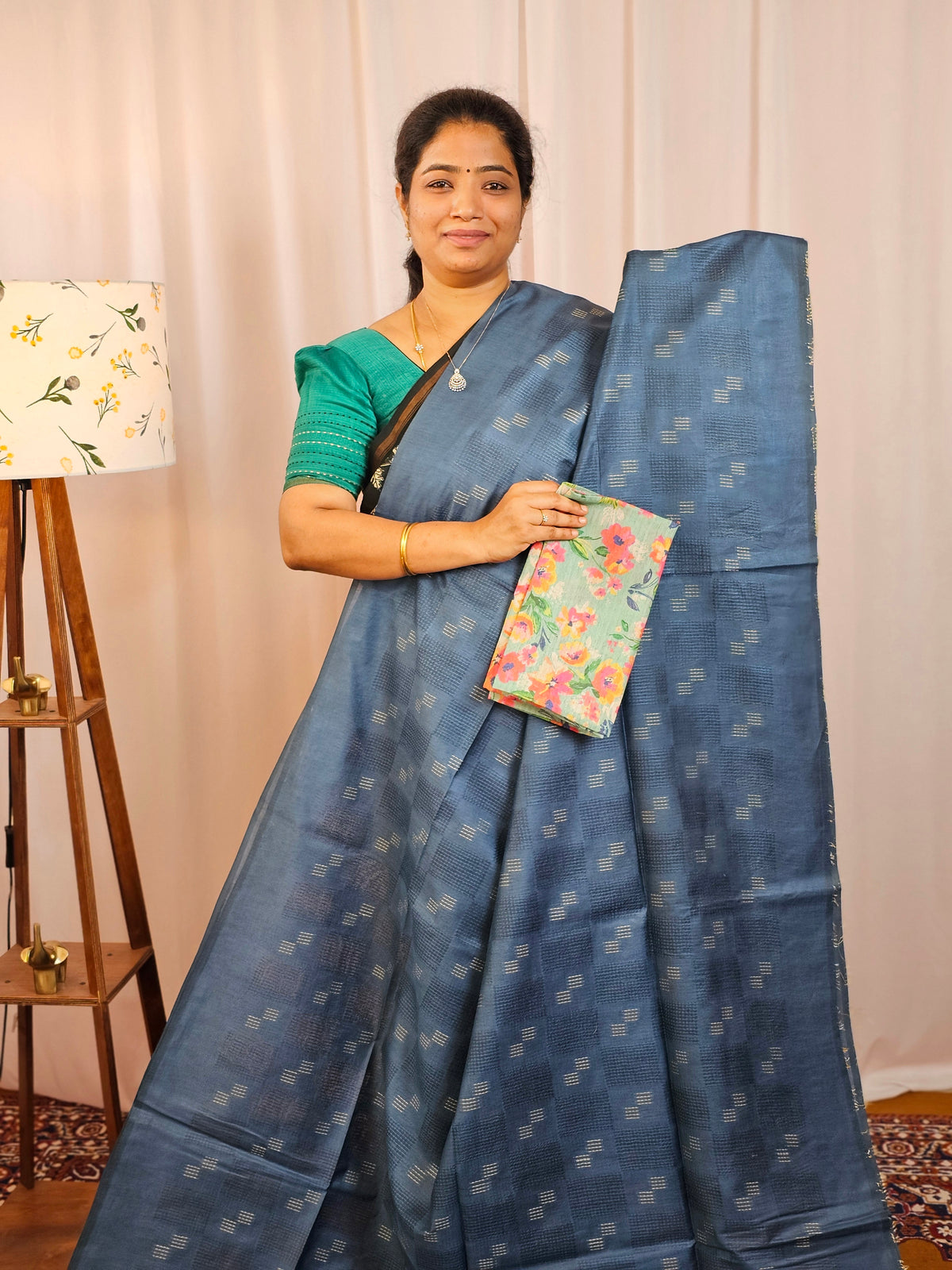 Bhagalpuri Fancy Sarees with Extra Matching Blouse - Blue