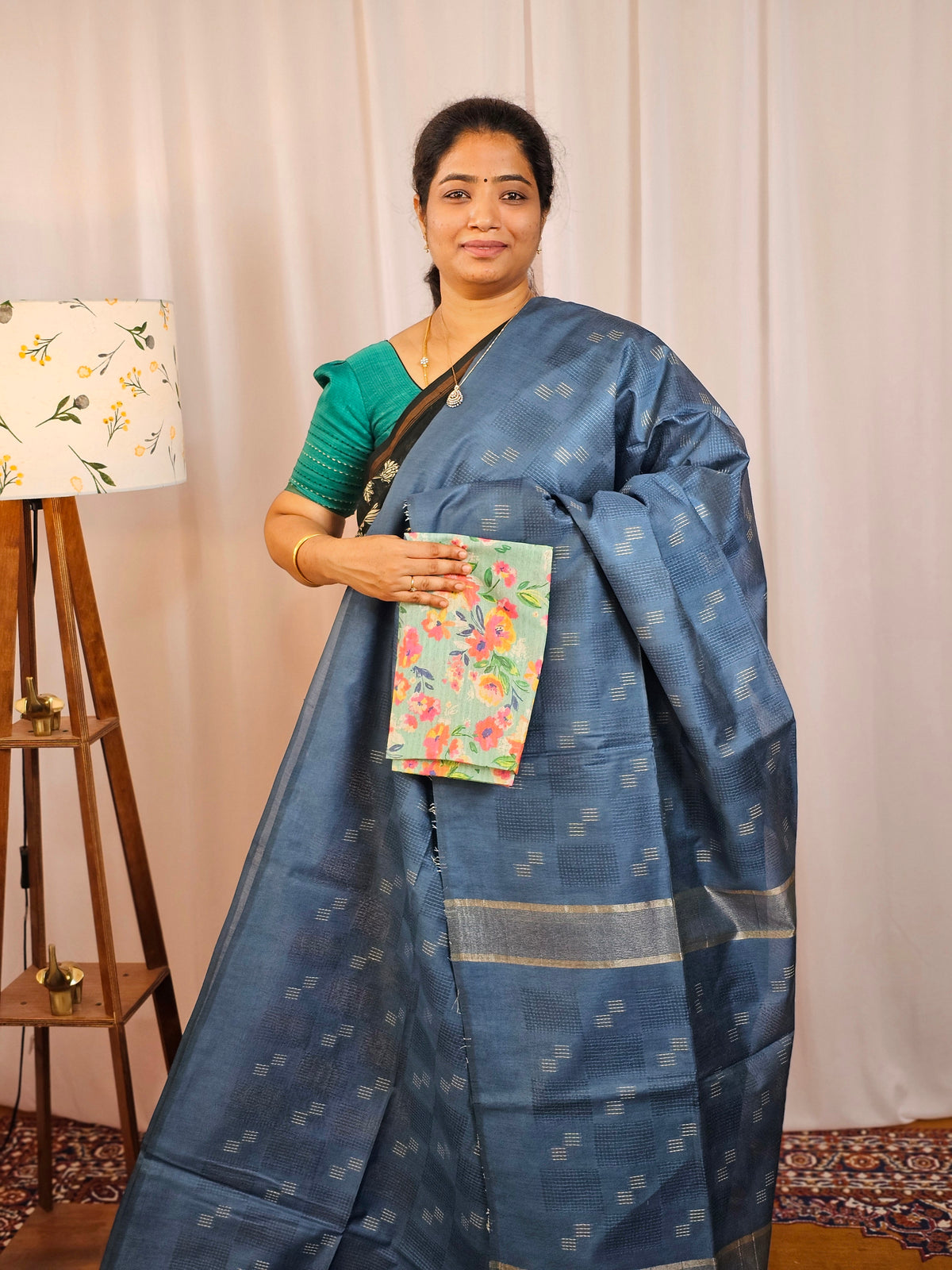 Bhagalpuri Fancy Sarees with Extra Matching Blouse - Blue